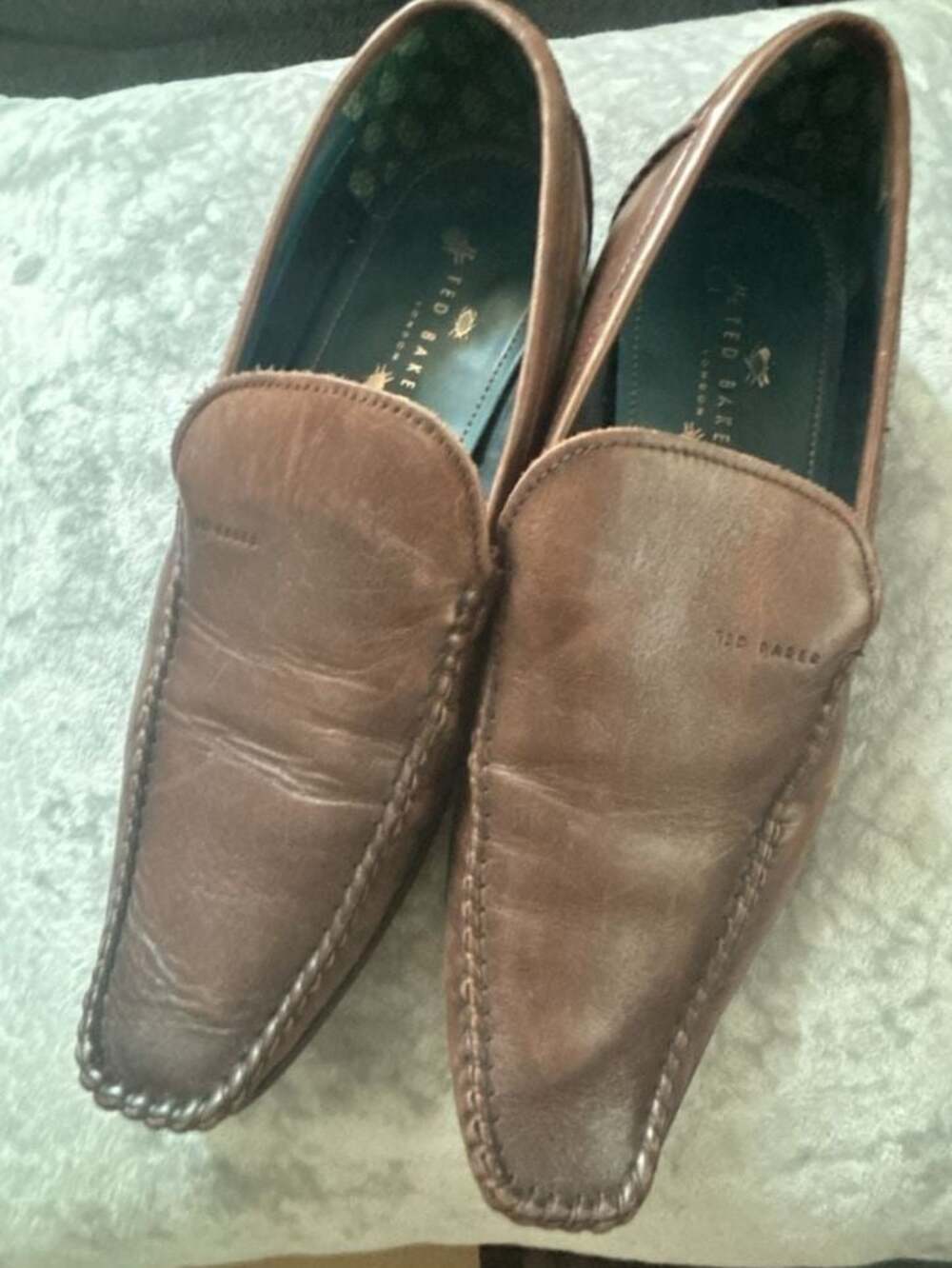 Ted Baker London Brown Leather Moc Toe Driving Loafers